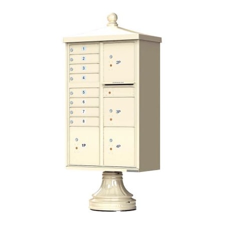 Florence Mfg Co Vital Cluster Box Unit w/Vogue Traditional Accessories, 8 Mailboxes & 4 Parcel Lockers, Sandstone 1570-8T6V2SDAF